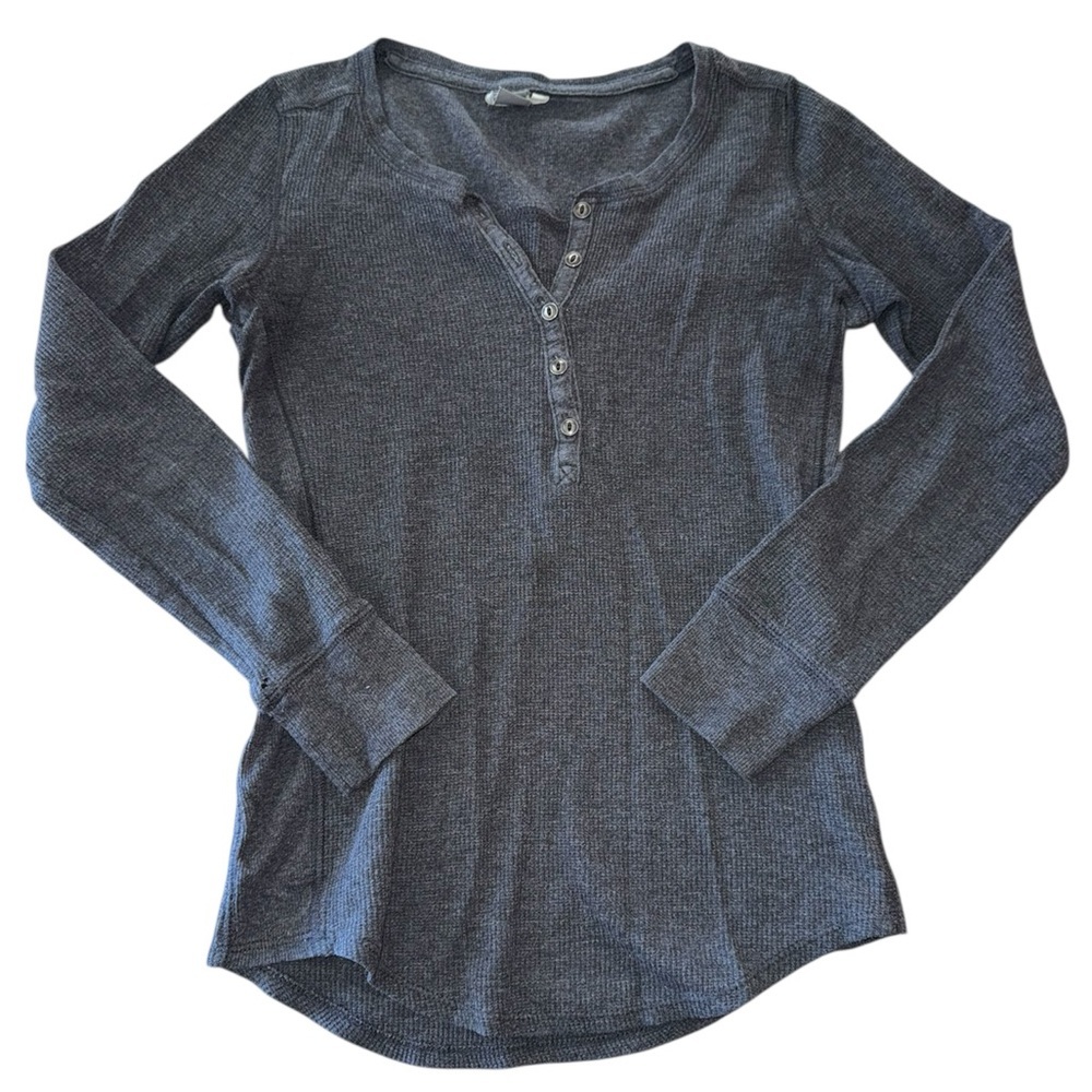 Eddie Bauer Gray Long Sleeve Henley Shirt XS